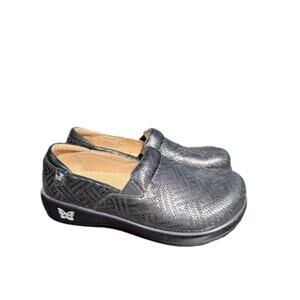 Alegria Keli Pewter Dazzler Loafer Clog Women size 39 US 9 Metallic